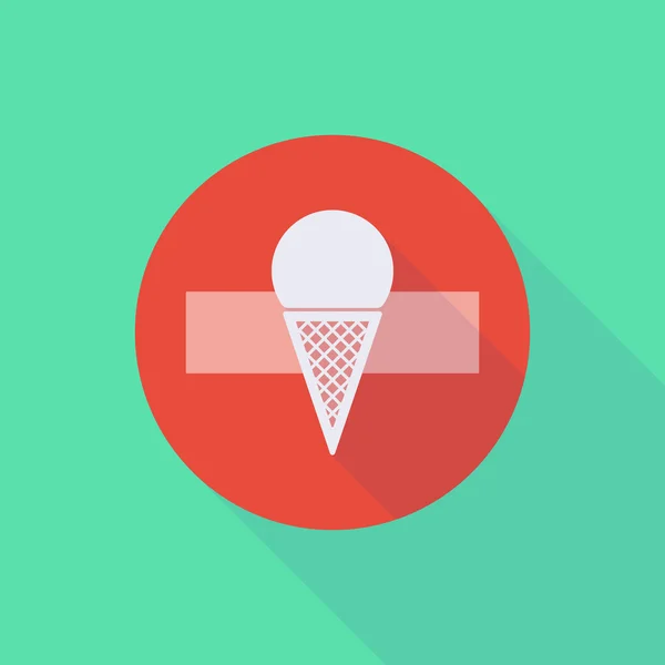 Long shadow do not enter icon with a cone ice cream — Stock Vector