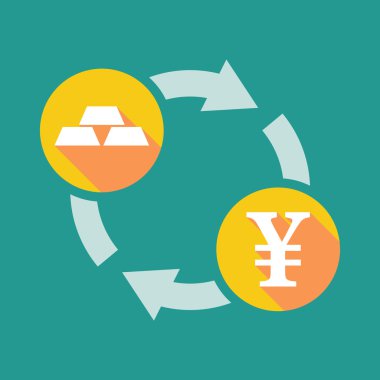 Altın külçelerini işaretiyle ve yen işareti değişimi