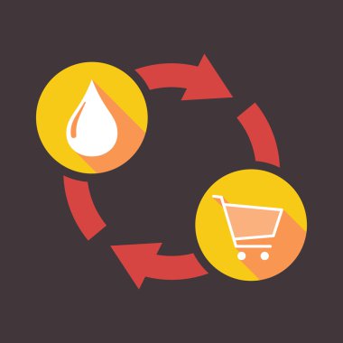 Exchange işaretiyle bir yakıt damla ve bir alışveriş sepeti