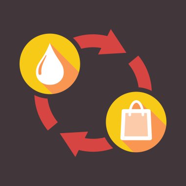 Exchange işaretiyle bir yakıt damla ve bir alışveriş çantası