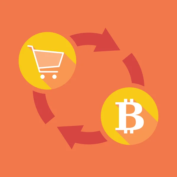 Wechselschild mit Warenkorb und Bitcoin-Zeichen — Stockvektor