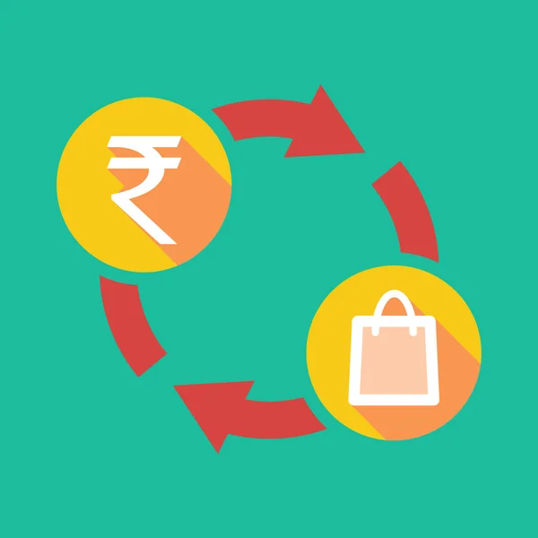 Обменный знак с рупией и сумкой для покупок — стоковый вектор