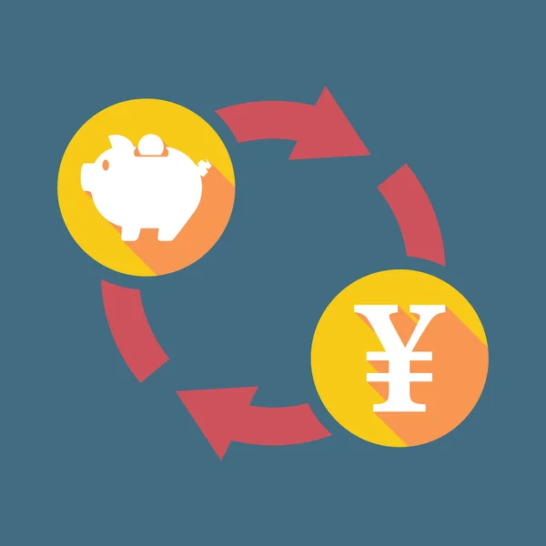 交换与储钱罐的符号和日元符号 — 图库矢量图片