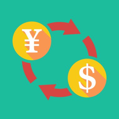 Exchange işareti yen işareti ve dolar işareti ile 