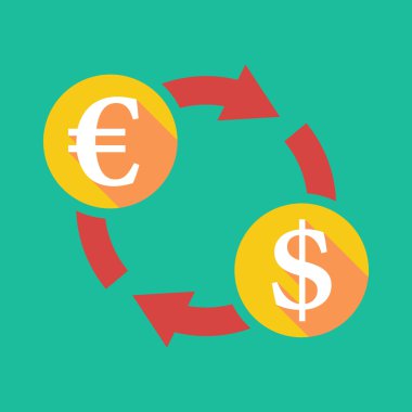Exchange işareti bir euro simgesi ve dolar işareti ile 