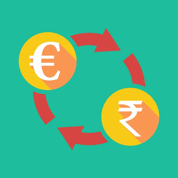Exchange teken met een euroteken en een teken rupee — Stockvector