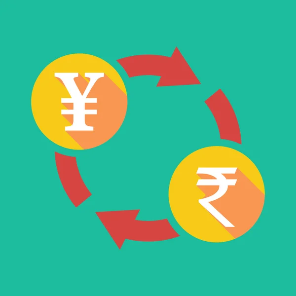 Segno di cambio con un segno yen e un segno di rupia — Vettoriale Stock