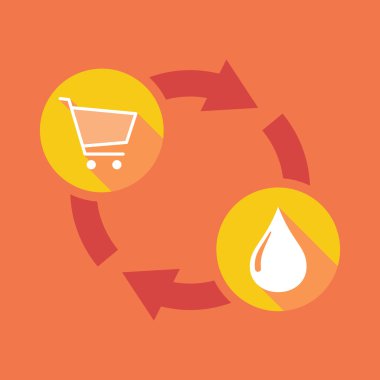 Exchange işaretiyle bir alışveriş sepeti ve yakıt bırak