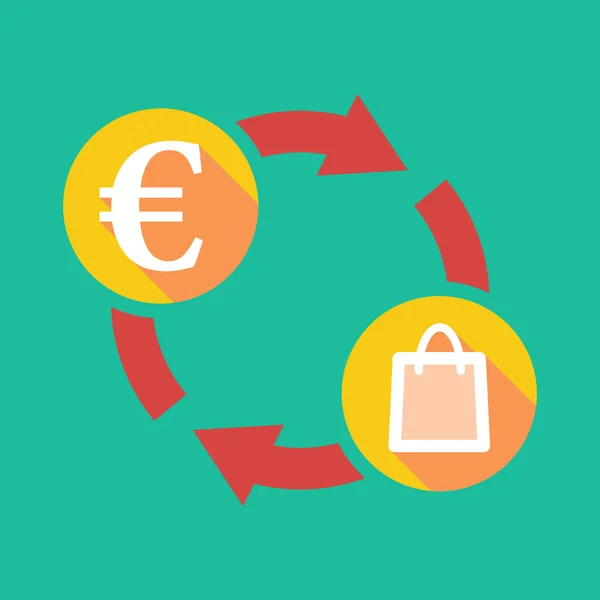 Exchange teken met een euroteken en een boodschappentas — Stockvector