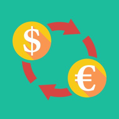 Dolar işareti ve euro işareti Exchange işaretiyle