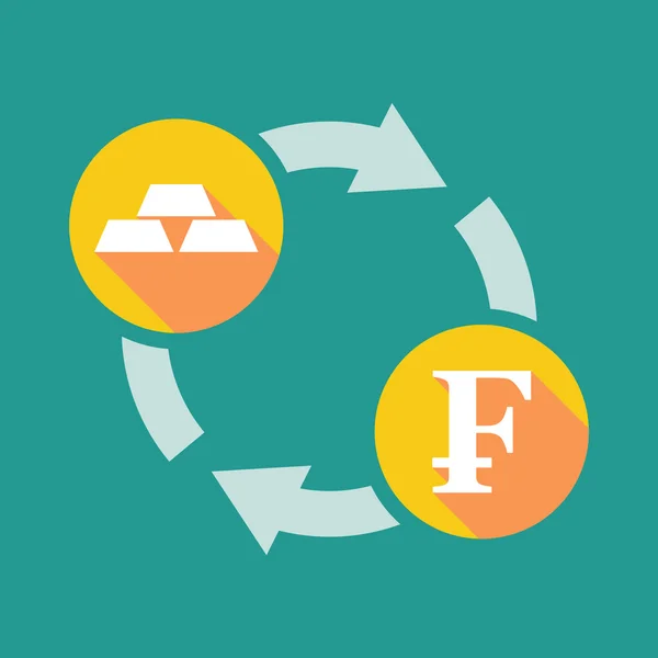 Exchange sign with gold bars and a bit coin sign Stock Vector Image by