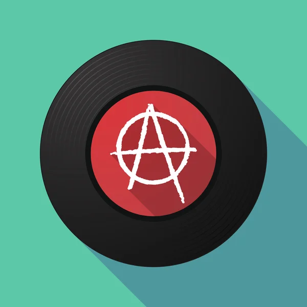 Vinyl record with an anarchy sign — Stock Vector