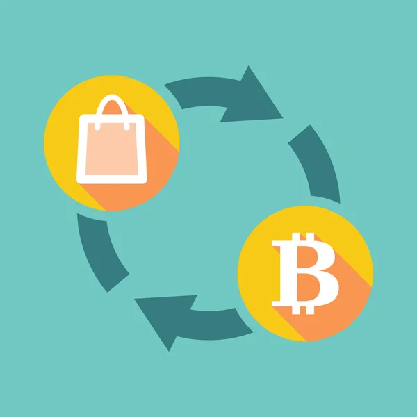Wechselschild mit Einkaufstasche und Bitcoin-Zeichen — Stockvektor