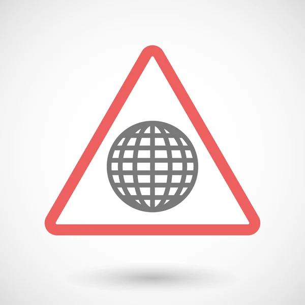 Señal de advertencia con un globo terráqueo — Vector de stock