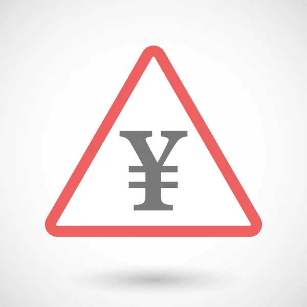 Waarschuwingssignaal met een yen-teken — Stockvector
