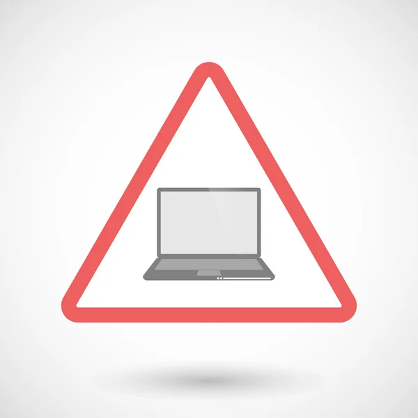 Warning signal with a laptop — Stock Vector