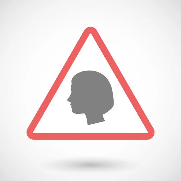 Segnale di avvertimento con testa femminile — Vettoriale Stock
