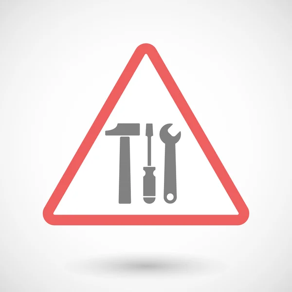Señal de advertencia con un conjunto de herramientas — Vector de stock