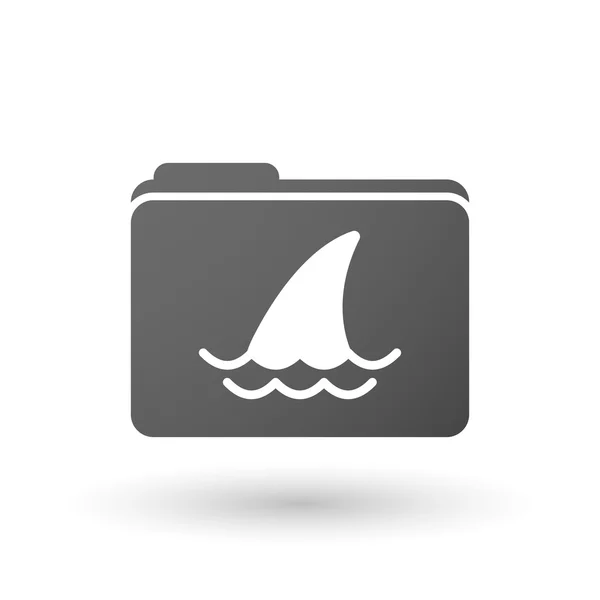 Icono de carpeta aislada con una aleta de tiburón — Vector de stock