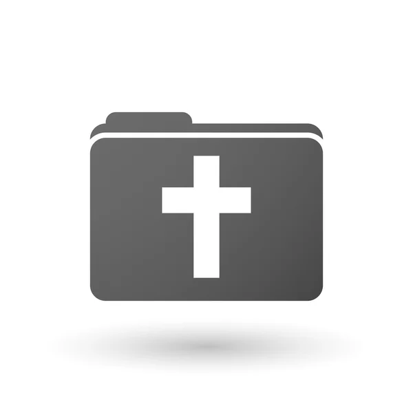 Ícone de pasta isolado com uma cruz cristã — Vetor de Stock