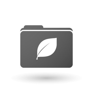 Bir yaprak ile izole klasör simgesi