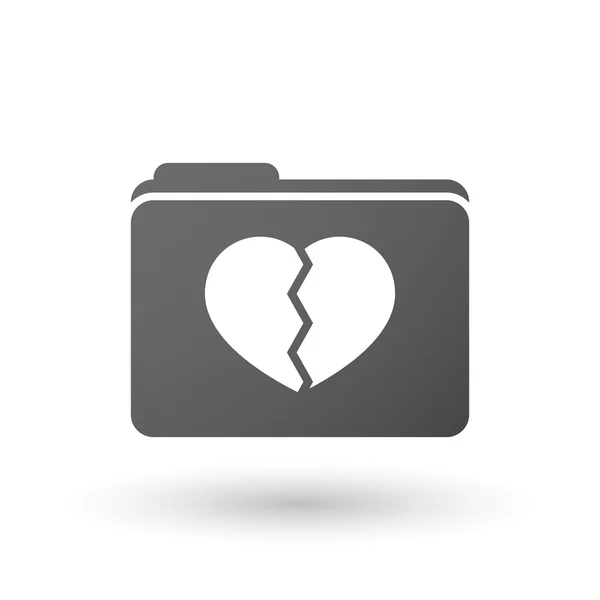 Isolated folder icon with a broken heart — Stock Vector