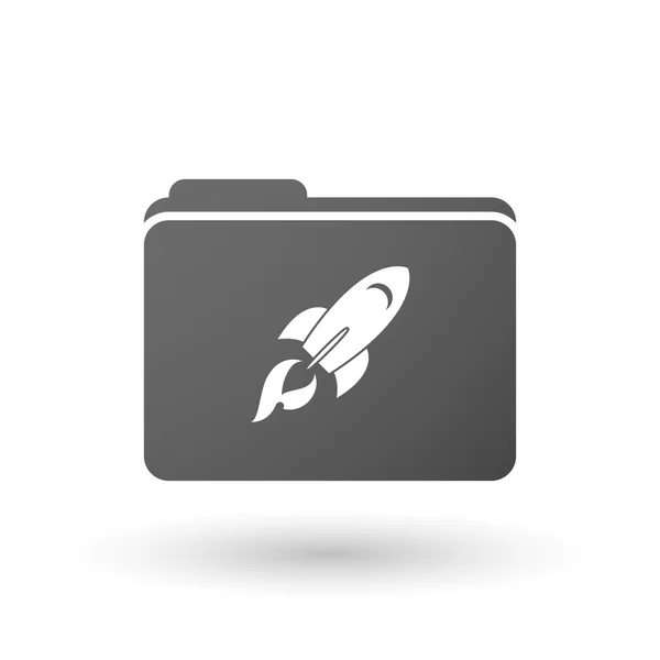 Isolated folder icon with a rocket — Stock Vector