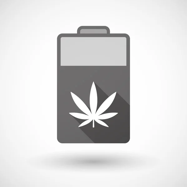 Ikona na białym tle baterii z liściem marihuany — Wektor stockowy