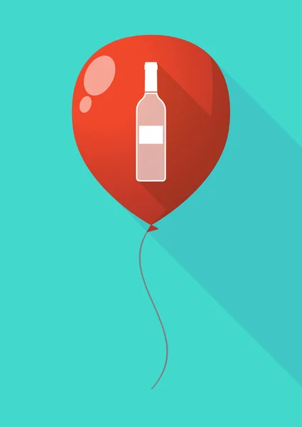 Långa skugga ballongen med en flaska vin — Stock vektor