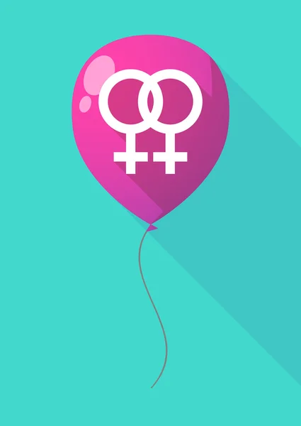 Longue ombre ballon avec un signe lesbien — Image vectorielle