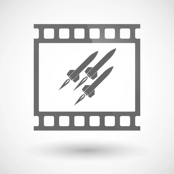 Icono de película fotográfica con misiles — Vector de stock