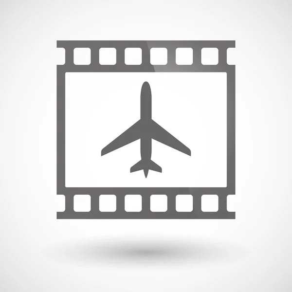 Icona della pellicola fotografica con un aereo — Vettoriale Stock