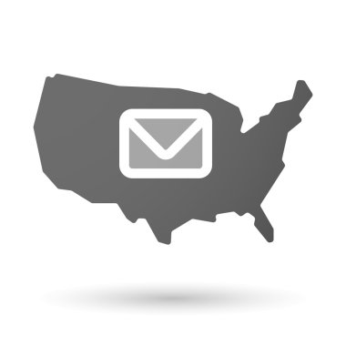 Bir zarf ile ABD harita simgesi