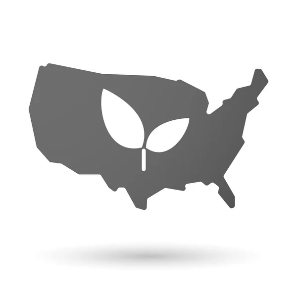 Ikonę mapy USA z rośliną — Wektor stockowy