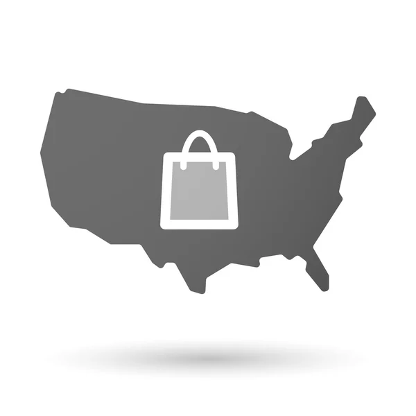 USA Kaartpictogram met een boodschappentas — Stockvector
