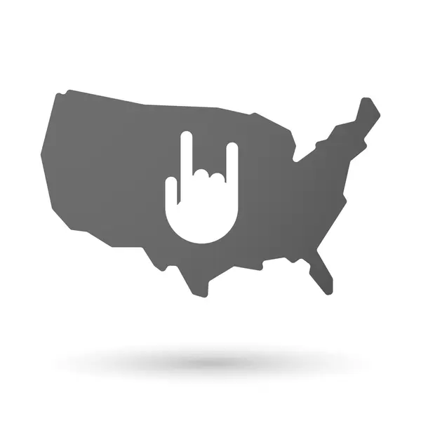 USA map icon with a rocking hand - Stok Vektor