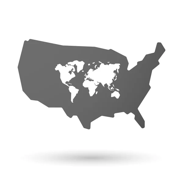 Usa map icon mit einer Weltkarte — Stockvektor