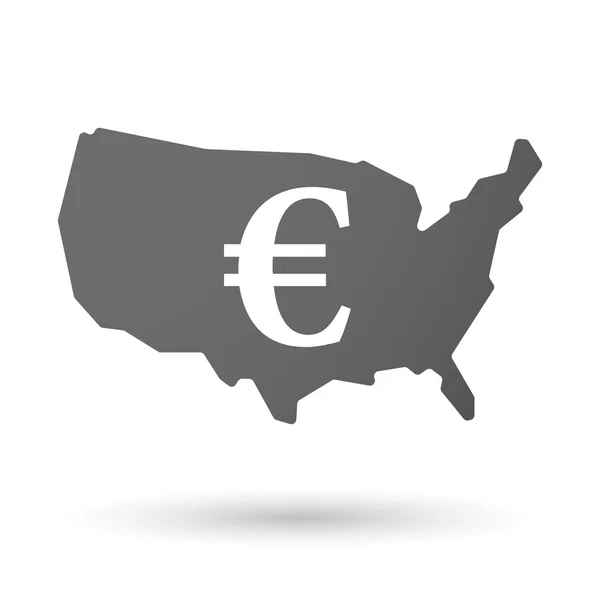 美国地图图标与欧元符号 — 图库矢量图片
