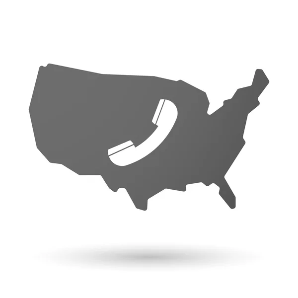 Ícone de mapa dos EUA com um telefone —  Vetores de Stock