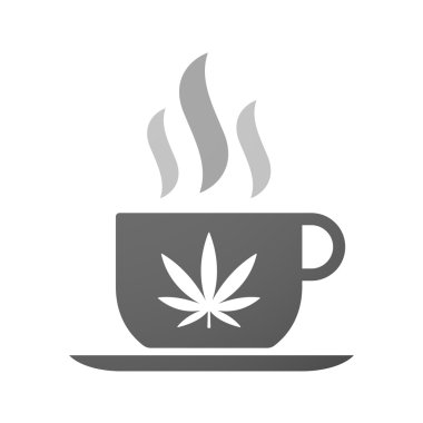 Marihuana yaprağı simgesiyle kahve fincan