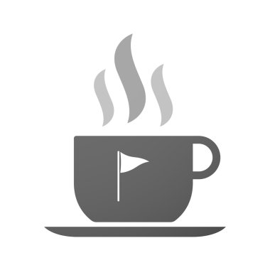 Bir golf bayrak simgesiyle kahve fincan