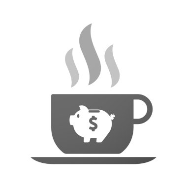 Bir kumbara simgesiyle kahve fincan