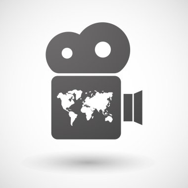 Sinema kamera simgesi ile bir Dünya Haritası