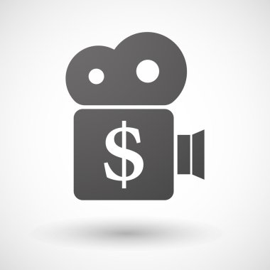 Bir dolar işareti olan sinema kamera simgesi 