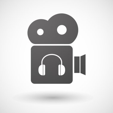 Sinema kamera simgesi ile bir kulaklık