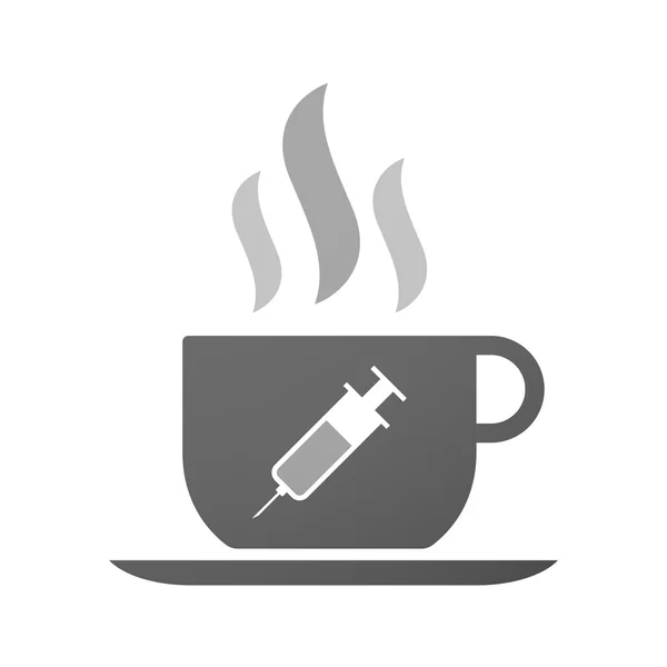 Icono de taza de café con una jeringa — Vector de stock