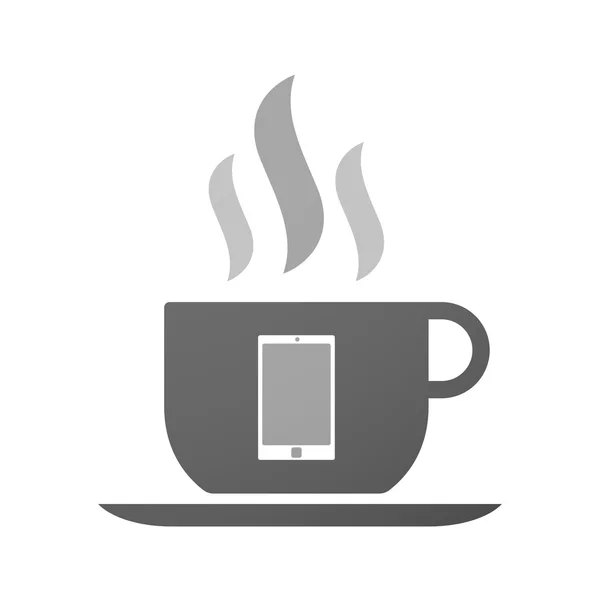 Чашка кофе значок со смартфоном — стоковый вектор