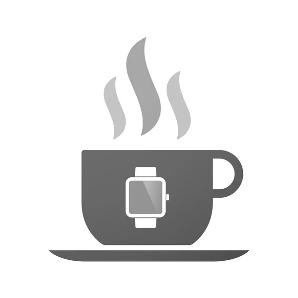 Чашка кофе икона с умными часами — стоковый вектор