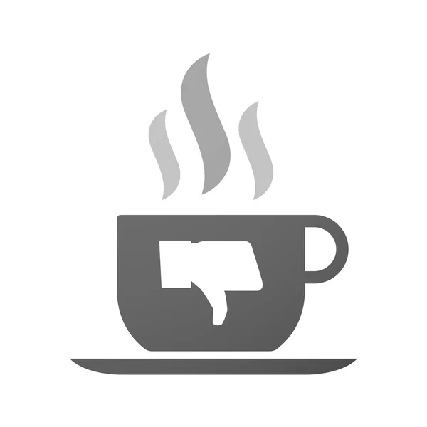 Cup of coffee icon  with a thumb down hand — Stock Vector