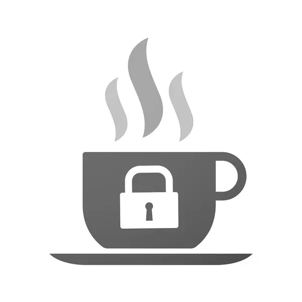 Kopp kaffe ikon med en låsa pad — Stock vektor